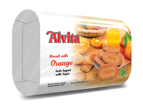 Biscuit with orange taste decorated with sugar